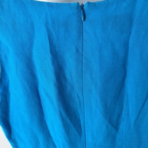 Talbots Petites Sleeveless V-Neck Zipper Back Irish Linen Blue Size 2 - Picture 7 of 14